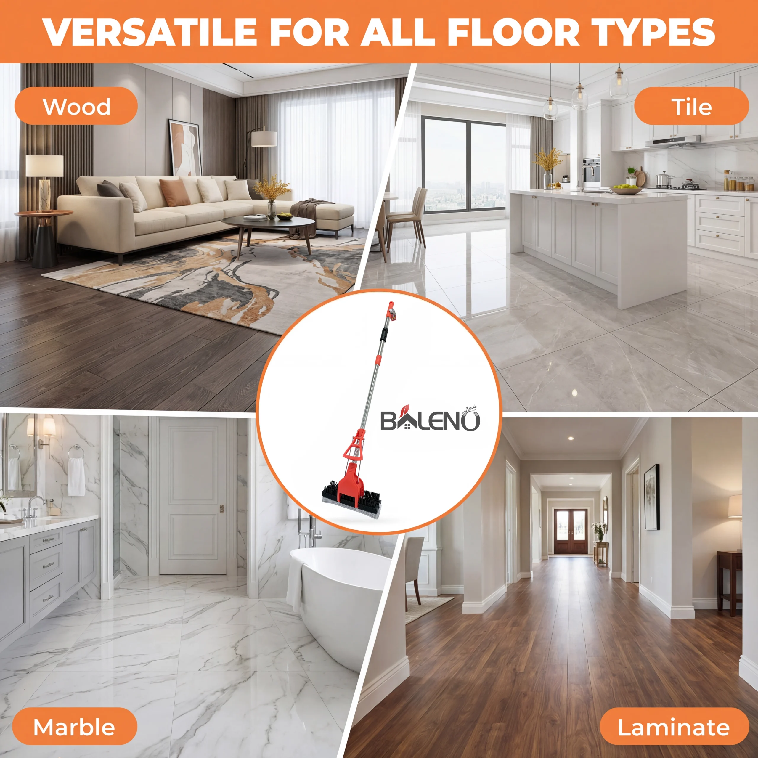 Baleno PVA Sponge Mop versatile floor types Saudi Arabia