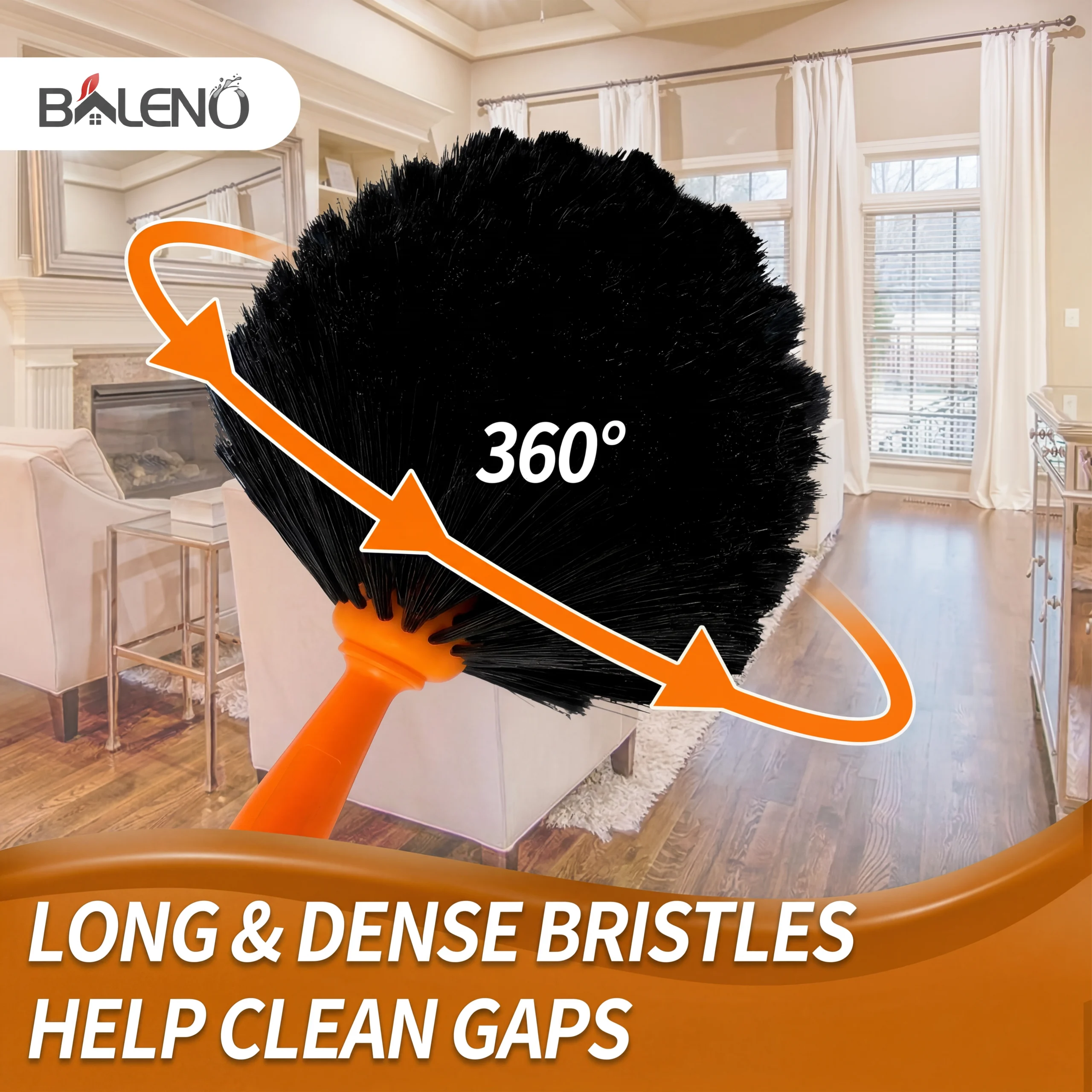 Telescopic cobweb brush extended 173cm vs collapsed 106cm