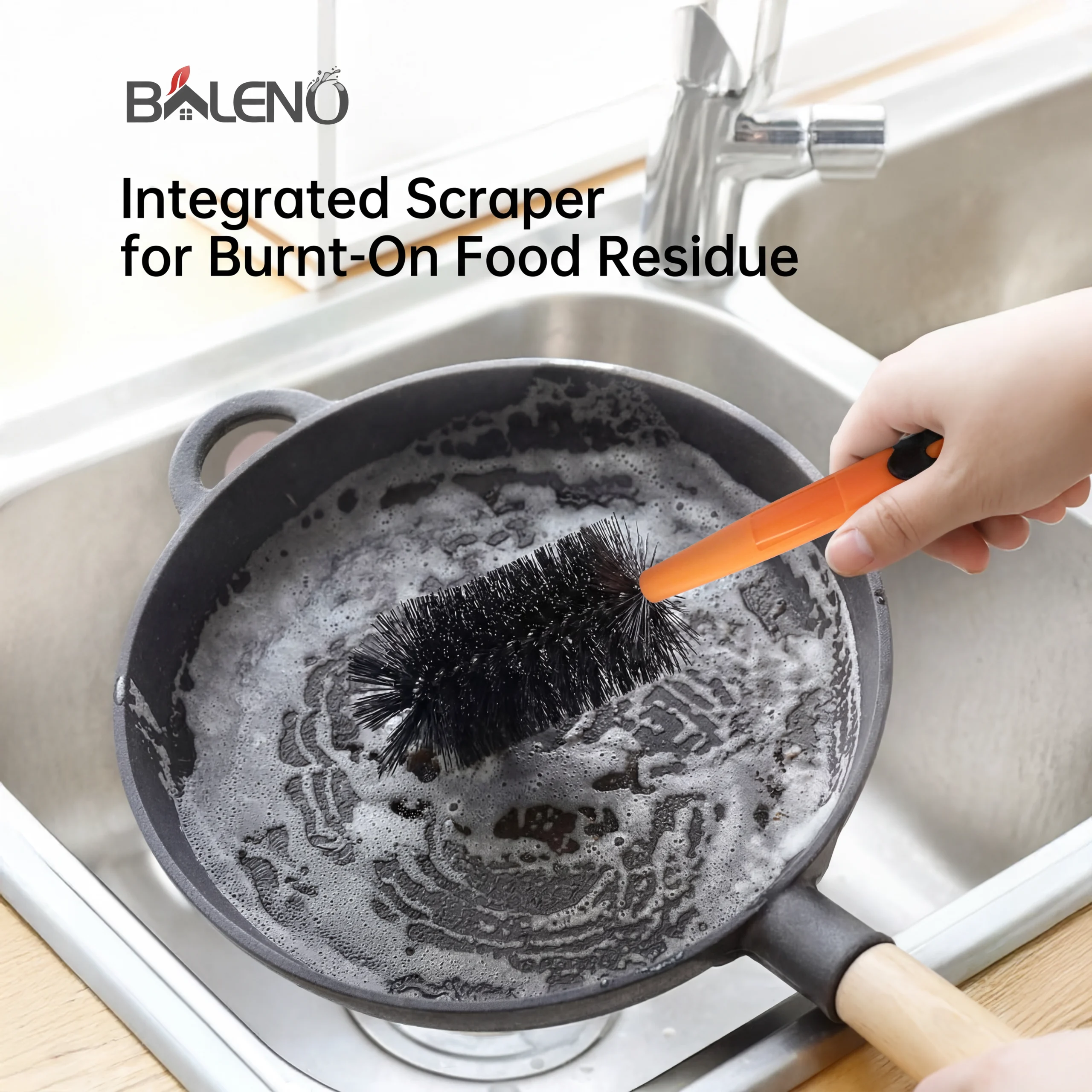 Bottle cleaning brush non-slip handle grip