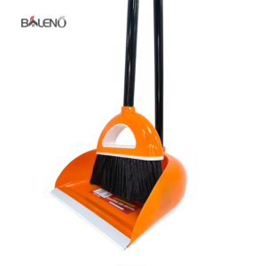 baleno long handle dustpan and broom set – no bend sweeping with rubber lip