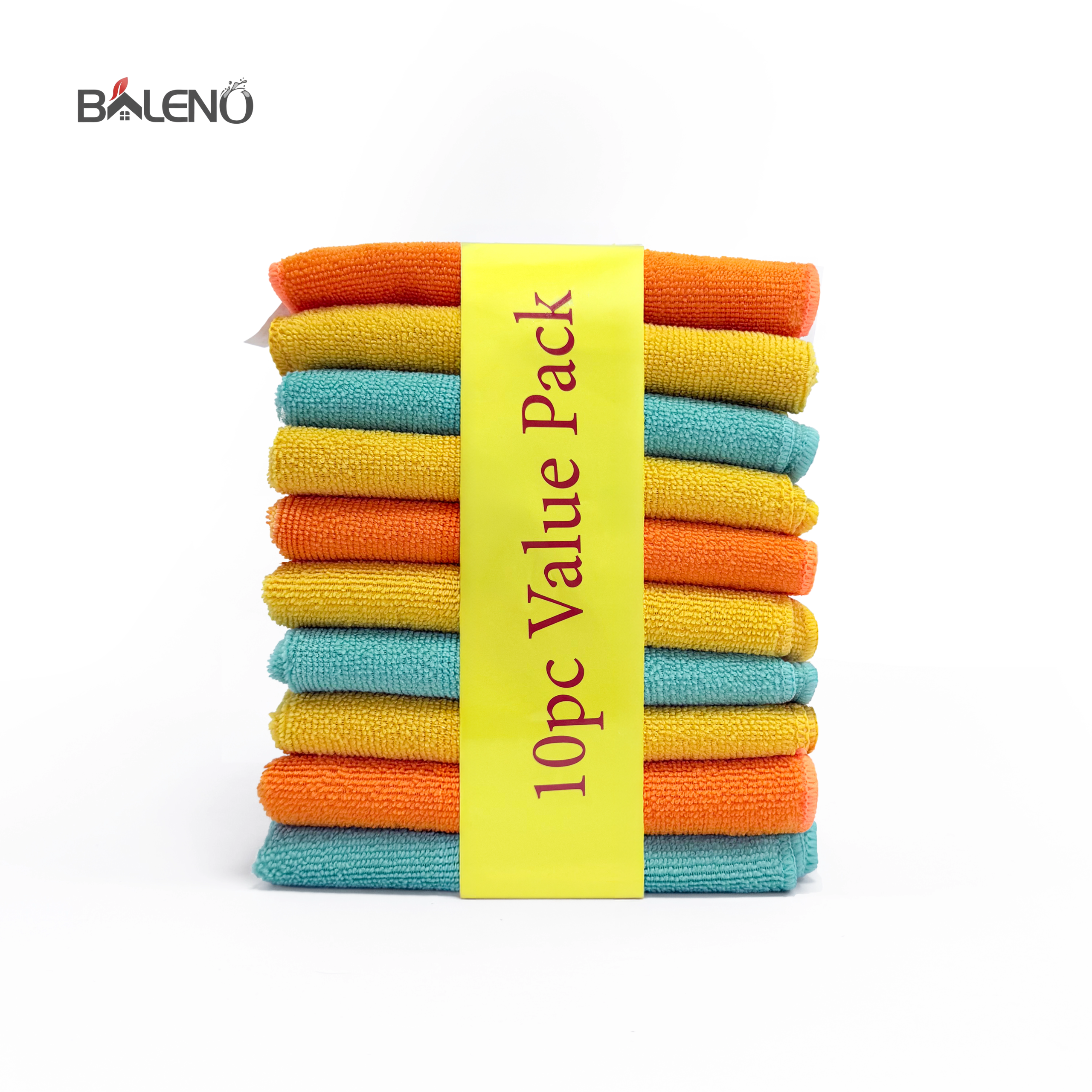 Baleno Microfiber Cleaning Cloths 10 piece orange yellow teal Saudi Arabia