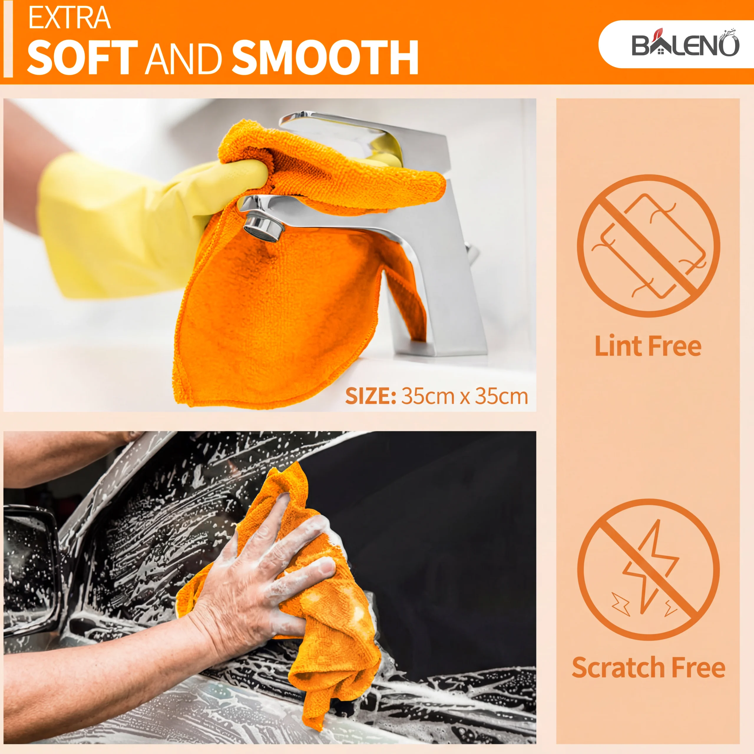 Baleno Microfiber Cloth lint-free scratch-free soft smooth