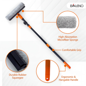 Telescopic window wiper microfiber sponge and rubber squeegee Telescopic window wiper microfiber sponge and rubber squeegee